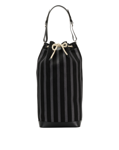 Oversized Bucket Bag, &pound;595, Handbags, Black, Canvas/Leather, Front view